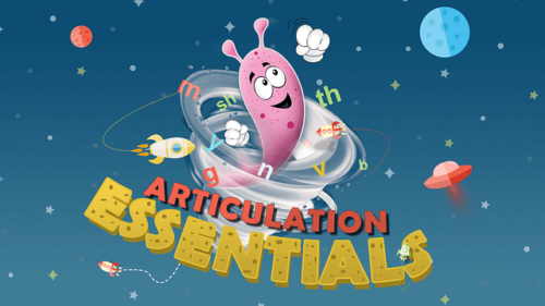 An animated picture of a caroon character sweeping up through the space stating articulating essentials.