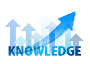 the colorful illustration of knowledge with arrows pointing upward.