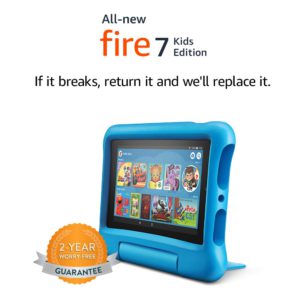 The amazing and very colorful picture of the Amazon Fire 7 kids edition, tablet.