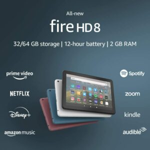 Best Kids Tablet With WIFI: "Tips on Amazon Fire HD". The colorful picture of a Amazon Fire HD8 tablet.